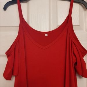 Sexy long red dress size large new without tags with pockets